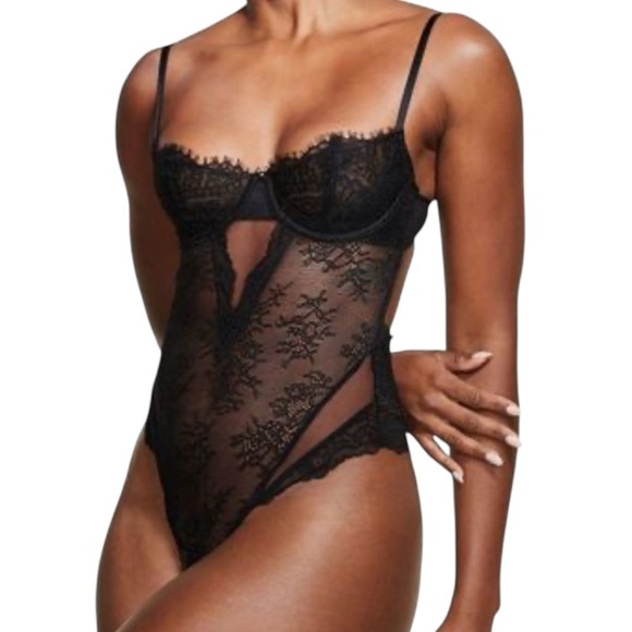 Victoria's Secret black lace wicked unlined balconette TEDDY Bodysuit XS NWT - Picture 15 of 15